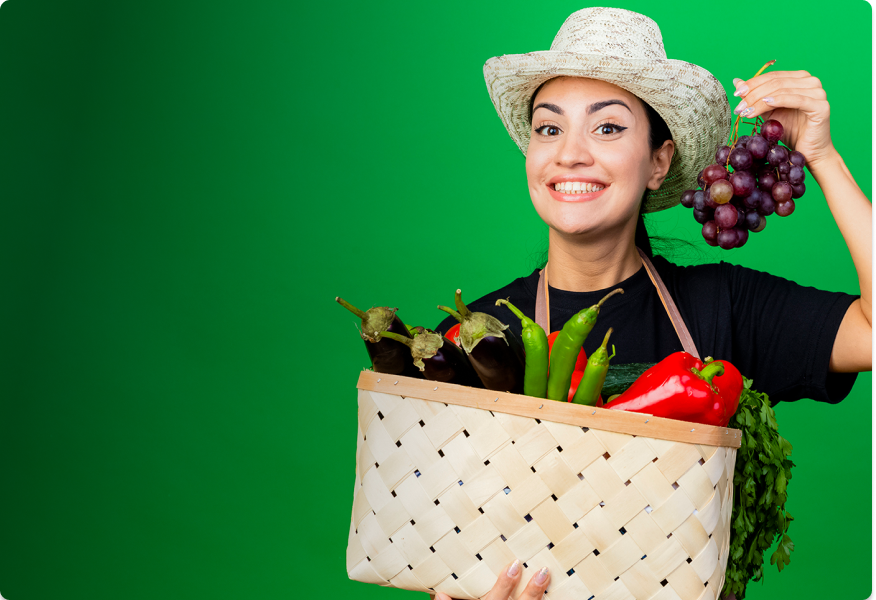 Una señora con frutas